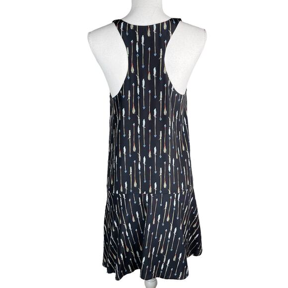 Joie Arianna Silk Dress Arrow Print Swingy Sleeveless Racerback Tank Dress S - Picture 5 of 9